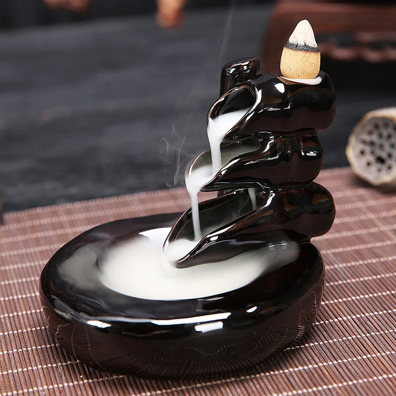 

Incense Burner Home Office Teahouse Creative Decor Backflow Buddha Censer Backflow Mini Waterfall Incense Burner Incense Holder