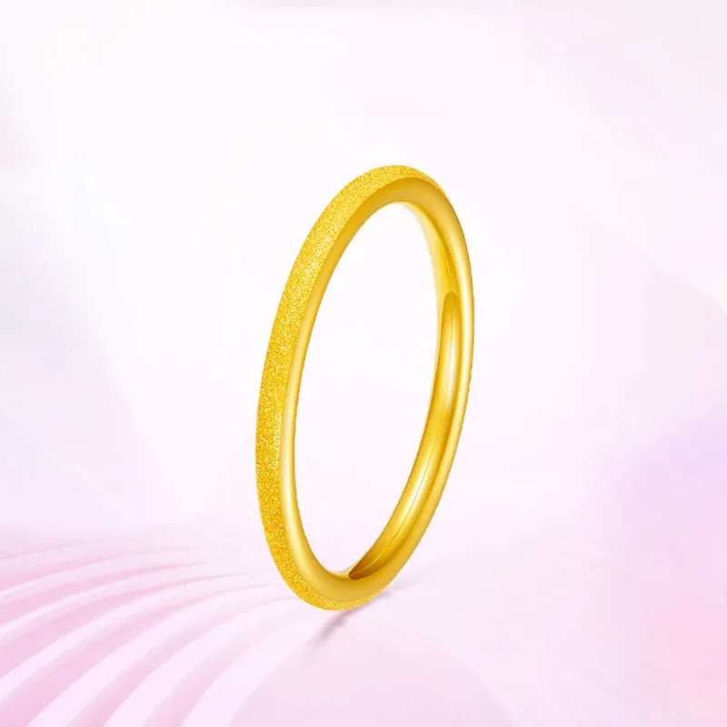 

1PCS Pure 999 24K Yellow Gold Ring For Women 3D Hard Gold Frosted Surface Band Ring US Size 5-10