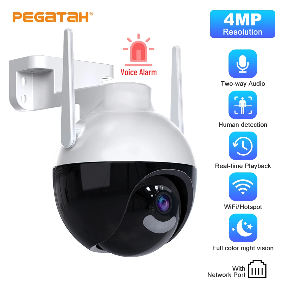 

4MP PTZ Wifi IP Camera iCsee Outdoor 5X Digital Zoom Color Night Vision AI Human Detect Wireless P2P Audio Security CCTV Camera