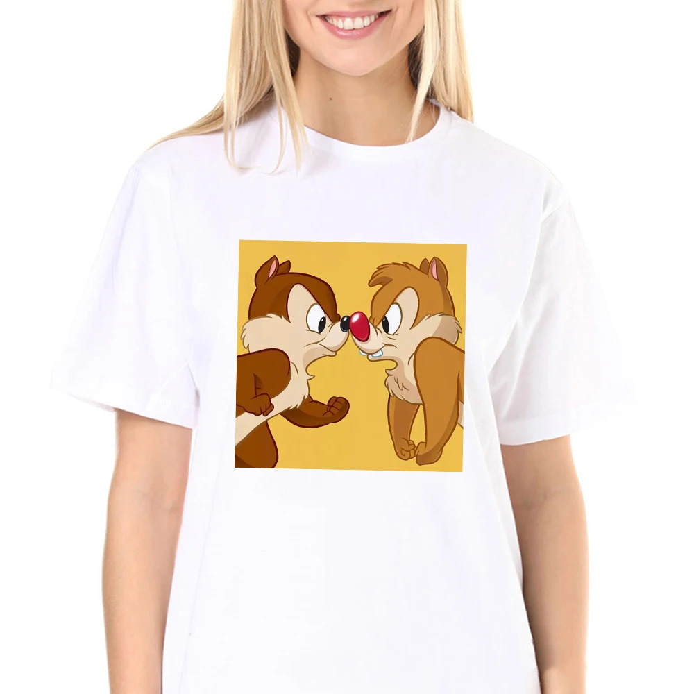

Female Kawaii Clothing Girls Disney Chip 'N Dale Rescue Rangers Logo T-Shirt Women Harajuku Tee Streetwear Tshirt