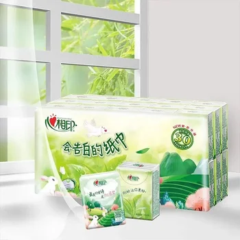 36 Packs Tea-scented Handkerchiefs 4Ply Thickened Portable Small Packs of Napkins Facial Tissues Wet Water Is Not Easy To Break