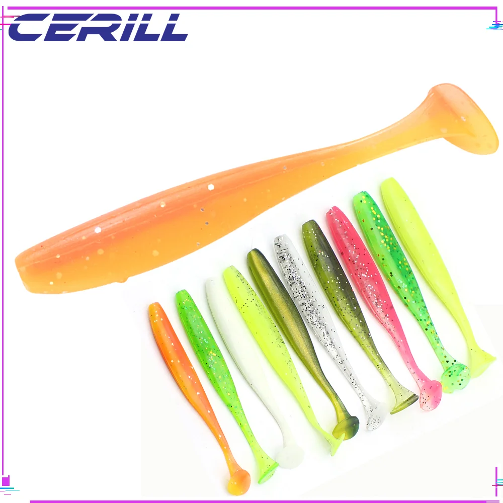 

Lot 30 Cerill Lifelike Bait 6.5 cm 7.5 cm Soft Fishing Lure Jig Wobblers T Tail Jigging Artificial Swimbait For Bass Shad Tackle