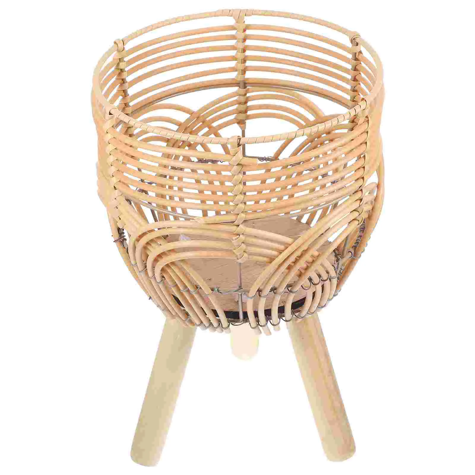

Stand Holder Pot Potted Modern Indoor Flower Rack Displaywood Stands Woven Wooden Basket Planter Table