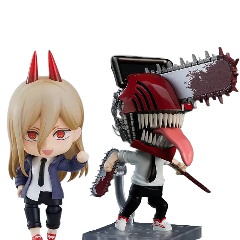 

10cm Chainsaw Man Figure Q-version 1560 Denji 1580 Power Anime Figure Kawaii Movable Face Swap PVC Collection Model Toys Gifts