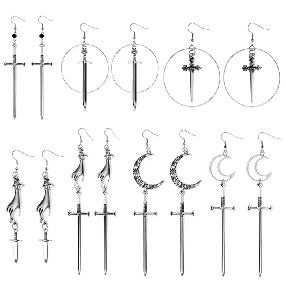 

1Pair Fashion Alloy Punk Vintage Gothic Dagger Sword Stud Earrings Hiphop Earrings Cross Eardrop