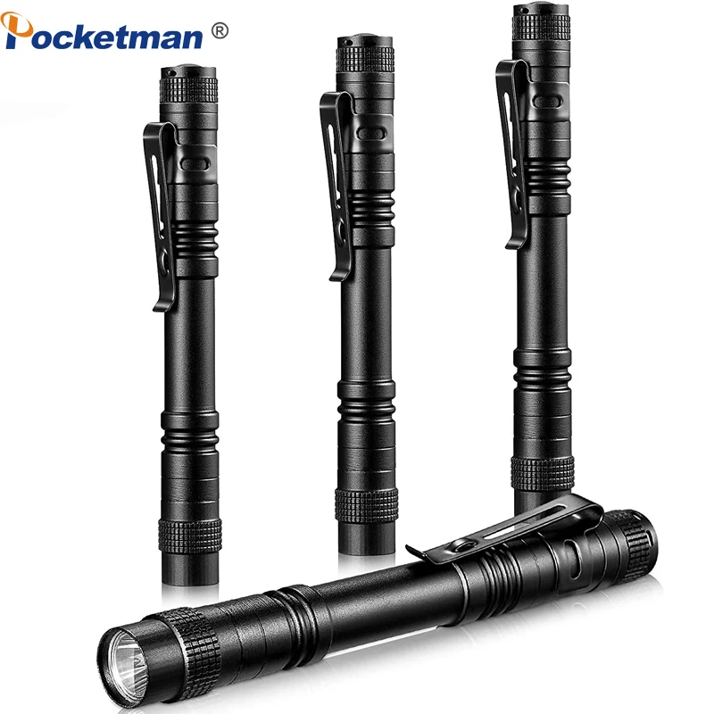 

4 Pcs LED Flashlights Aluminum Alloy Pocket-sized Flashlight Outdoor Emergency Light Torch Mini Flashlight Pen Light with Clip