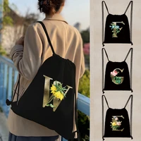canvas gym backpack drawstring sports bag 26 letters golden flower series fashion bags for travelfitnessbeachbasketballyoga