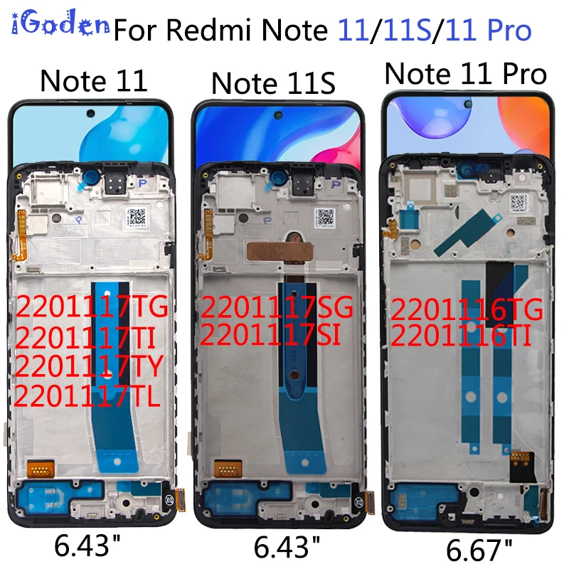 ЖК-дисплей 6 43 дюймов AMOLED для Xiaomi Redmi Note 11 с сенсорным экраном и дигитайзером в