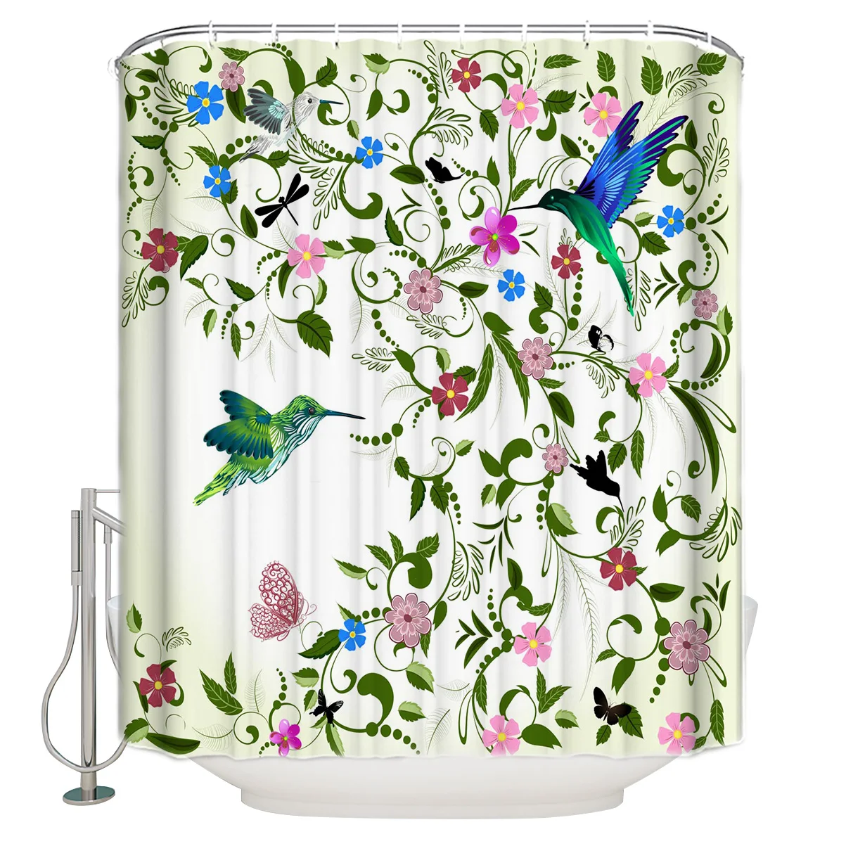 

Flower Asuka Leaves Shower Curtain Eco-Friendly Bath Curtain with Hooks Polyester Waterproof Curtain Bathroom Decor
