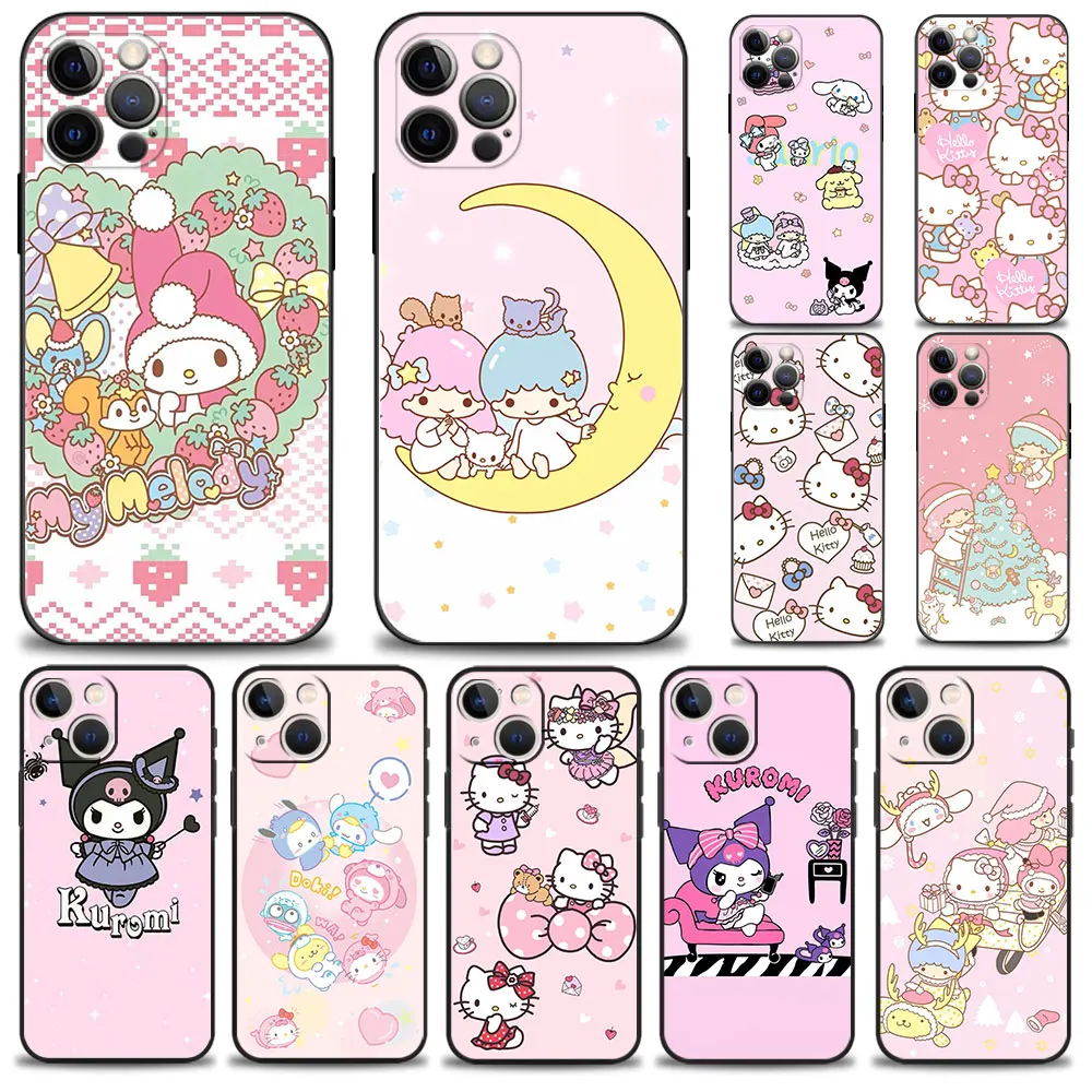 

Soft Silicone Cover Phone Case For iPhone 14 13 12 11 Pro Max 6 6S 7 8 Plus X XS XR 12 13 Mini Shell Cartoon Sanrio kuromi