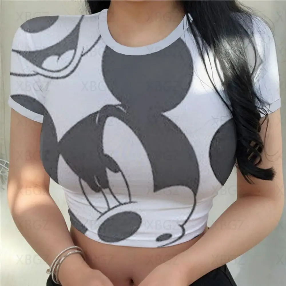 Укороченный топ с Микки Маусом Y2k облегающая женская футболка для вечеринки