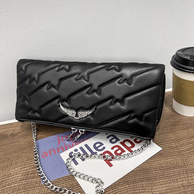 

100% Genuine Leather Women's Fashion Chain Bag 2022 New Luxury Designer Clutch All-match One-shoulder Oblique Cross-body Bag Sac