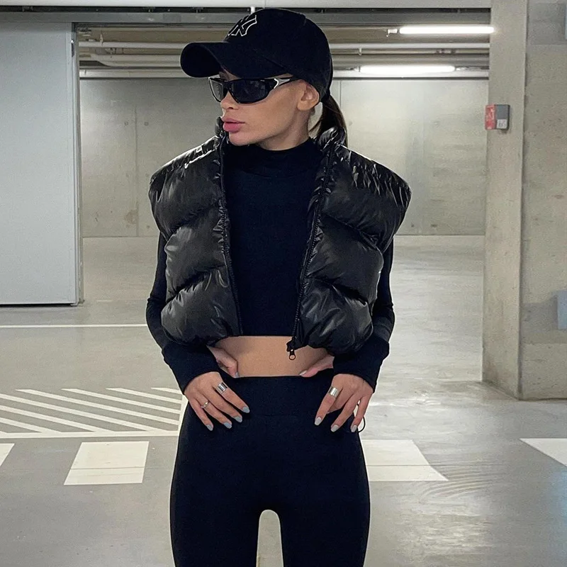 Short Cotton Jacket Solid Color Detachable Sleeve Two On Cotton Jacket Women's Casual Cardigan Zipper Slim Jacket Cotton Jacket