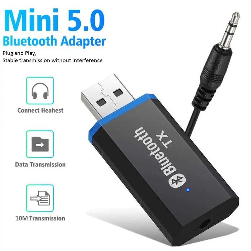 Wireless Audio Transmitter Receiver 2 In 1 Adapter With 3.5mm Cable For Car TV Earphone Speaker Aux Blue-tooth-Compatible 5.0