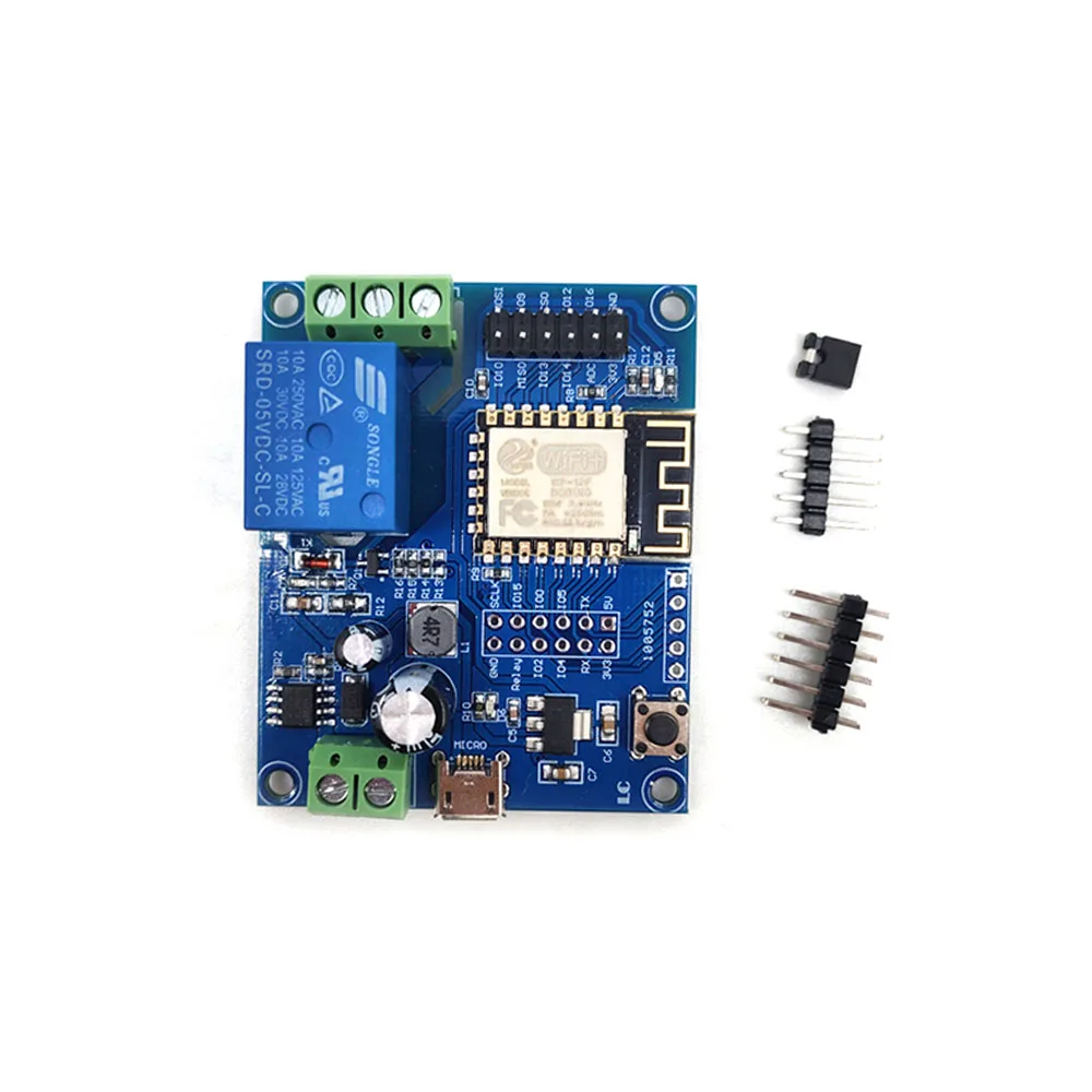 Беспроводной релейный модуль ESP8266 с Wi-Fi, лампочка, источник питания USB 5 в постоянного тока, дополнительная макетная плата, дистанционное управление, умный дом