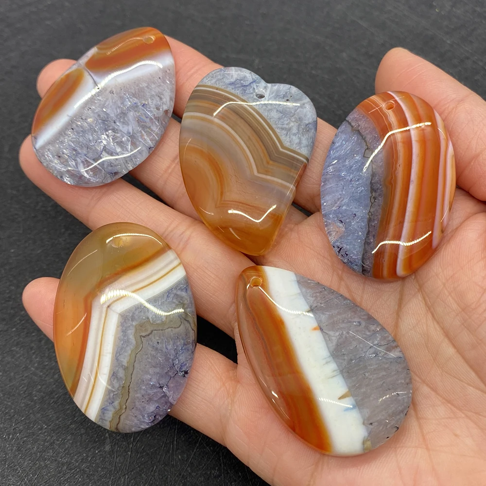 

Exquisite Red Blue Agate Quartz Pendant Druzzi Natural Stone Charm Necklace Jewelry Accessories Making Women Healing Gifts
