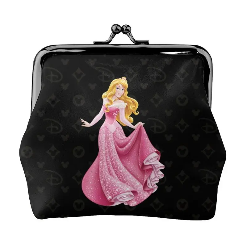 

Disney Brand Bag New Woman Cartoon Print Leather Kiss Lock Coin Purse Design Short Wallet High Quality Girl Clutch Card Holder