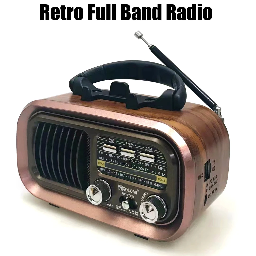 Retro FM/AM/SW Radio Full Band Portable Radio Receiver Wireless Bluetooth Speaker MP3 Player Support USB/TF Card/TWS
