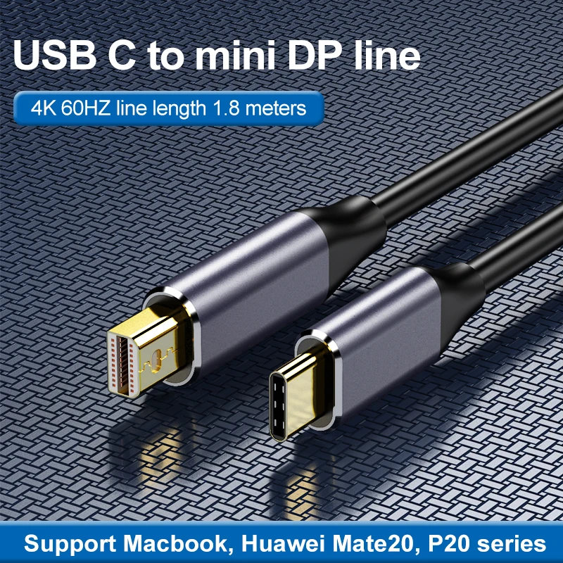 Кабель-переходник с Type-C на DP 1,8 м для порта дисплея 4K Ultra HD, преобразователь адаптера USB 3,1 в проектор для MacBook, Huawei, ноутбука Samsung