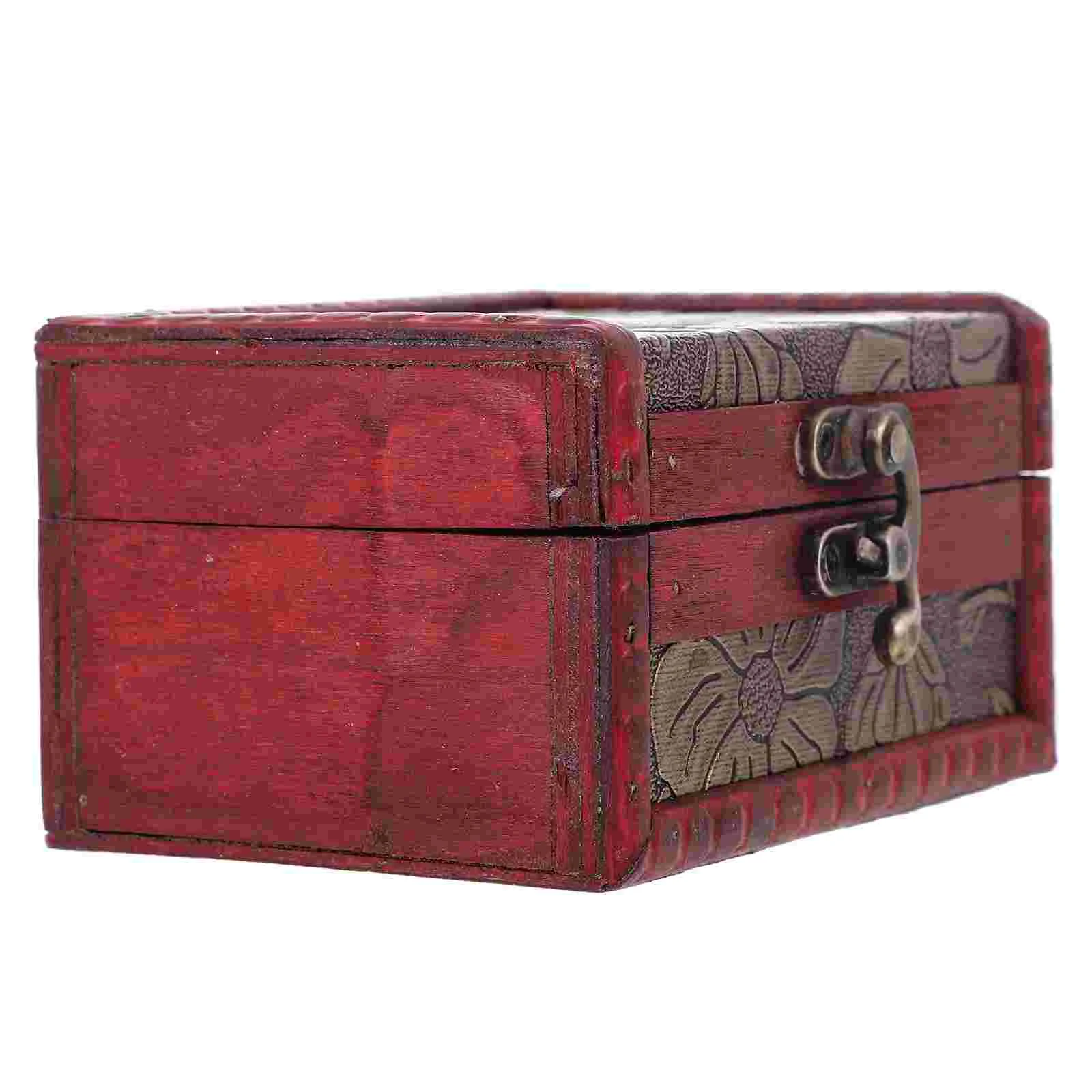 

Box Woodantique Wooden Trunk Treasure Vintage Jewelry Small Dresser Storage Pirate Retro Mini
