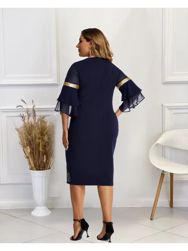 Summer women's street hipster beads flared sleeve round neck dress elegant dresses for women  plus size dresses