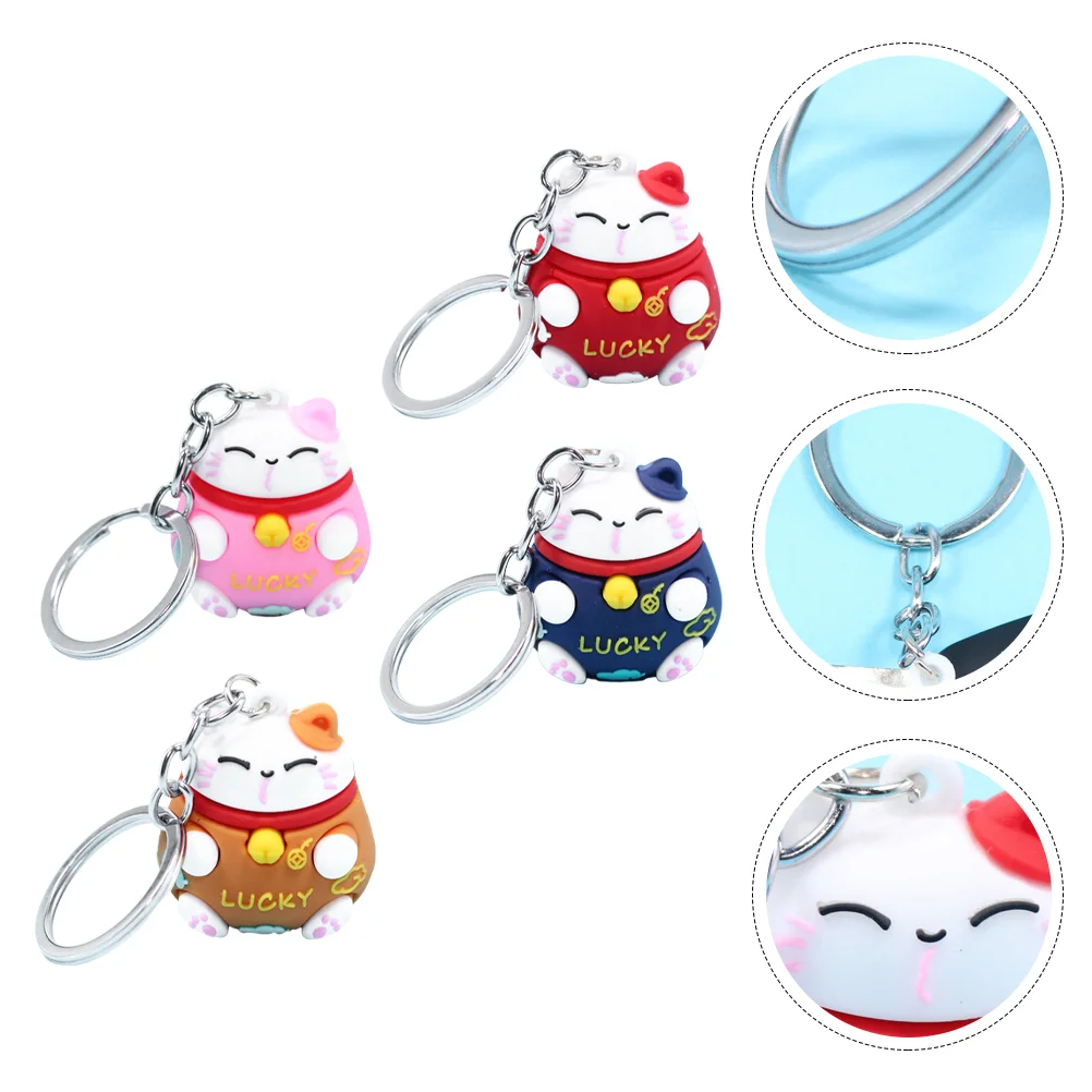 

Cat Charm Neko Key Maneki Keychain Ring Hanging Lucky Chain Mascot Holder Car Pendant Figurine Purse Animal Couple Shui Feng