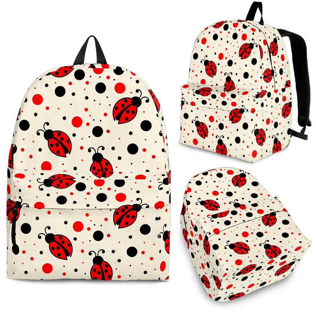 

YIKELUO Fashion Color Wave Dot Seven Star Ladybug 3D Backpack Students Back To School Gift Insect Bag Children's School Bag