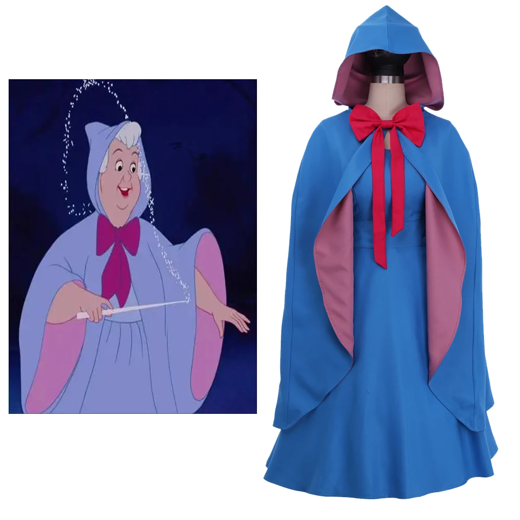 Fairy Godmother Cosplay Costume Blue Dress With Cape Blue Robe Custom Made