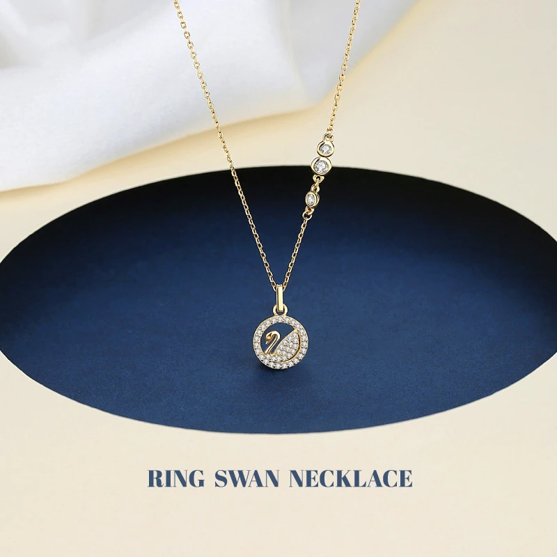 

Women's necklace S925 silver fashion Swan jewelry pendant, new fashion diamond pendant, luxury K gold birthday gift pendant
