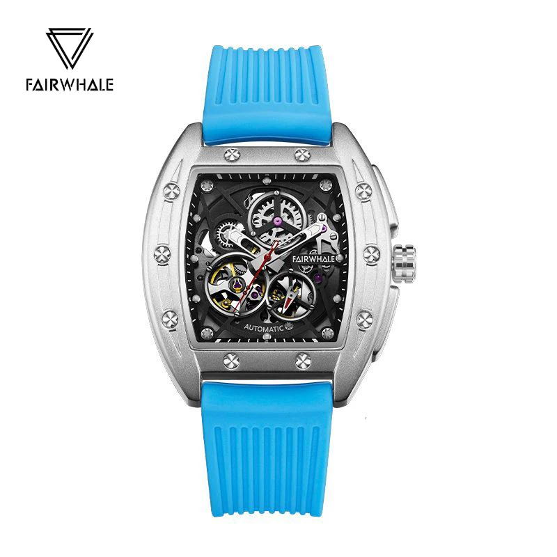 Famous Brand Mark Fairwhale Fashion Automatic Watch For Mens Luxury Sports Silicone Strap Waterproof Mille Mechanical WristWatch