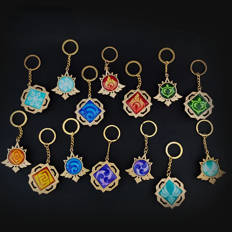 

Anime Keychain Genshin Impact Vision Element God's Eye for Men Car Key Chain Women Accessories Cute Bag Pendant Key Ring Gift