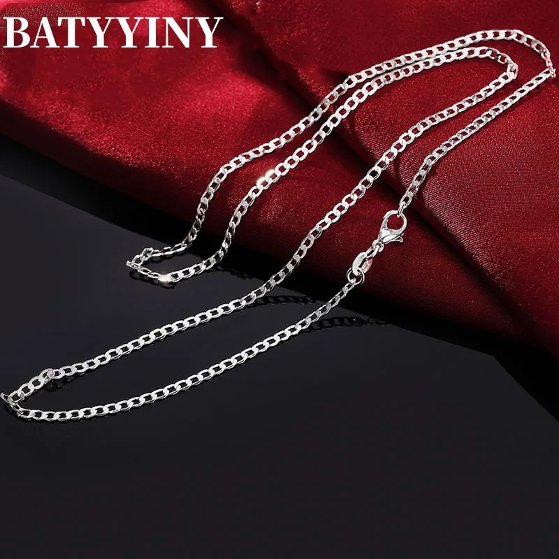 

BATYYINY 925 Sterling Silver 16/18/20/22/24/26/28/30 Inches 4MM Full Sideways Chain Necklace For Women Men Wedding Jewelry Gift