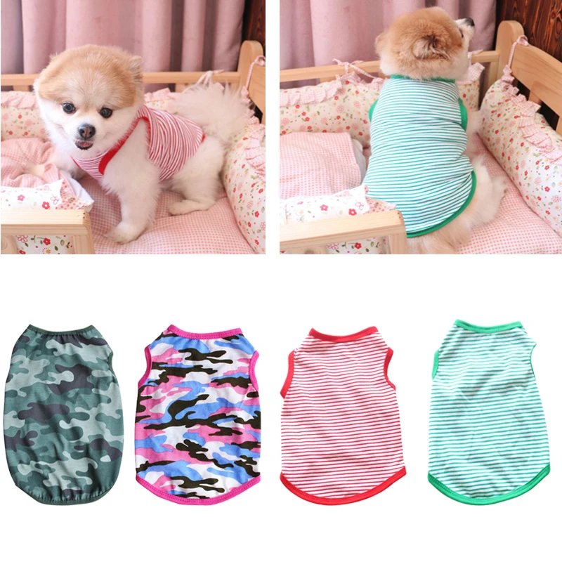 

Dog Clothes for Small Dogs Striped T-shirt Puppy Cat T-shirt Pet Dog Vest Sleeveless Clothing for Cats Chihuahua Dog Shirt