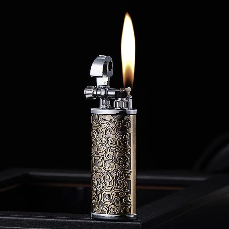 

Chinese Style Flint Kerosene Lighters Flame Retro Metal Grinding Wheel Lighter Cigar Cigarette Lighters Retro Creative Gadgets