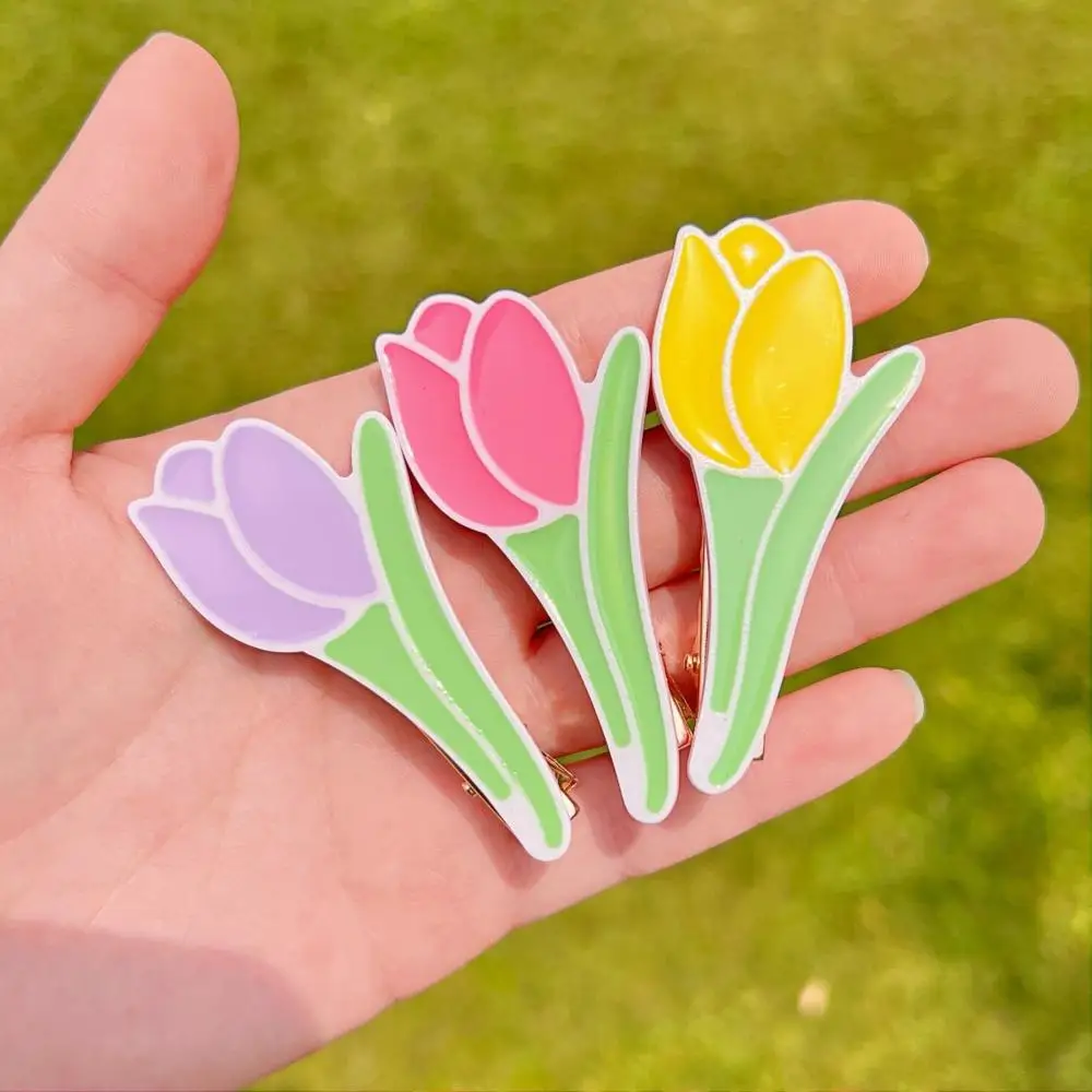 

Ins Vintage Tulip Headwear For Girls Flower Korean Hairpins Duckbill Clips Women Barrettes Hair Clips