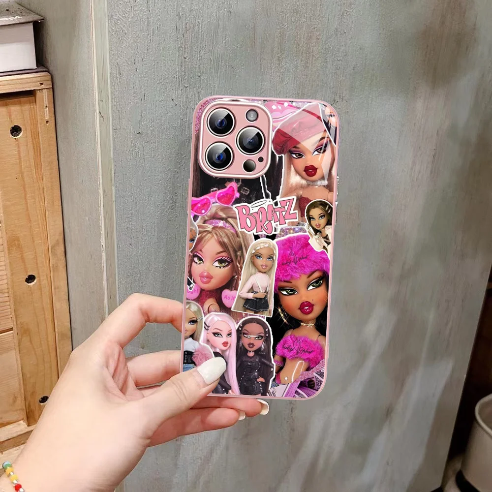 Модный чехол для телефона с куклой B-Bratz из закаленного стекла Iphone 14 13 12 11 Pro Mini XS MAX