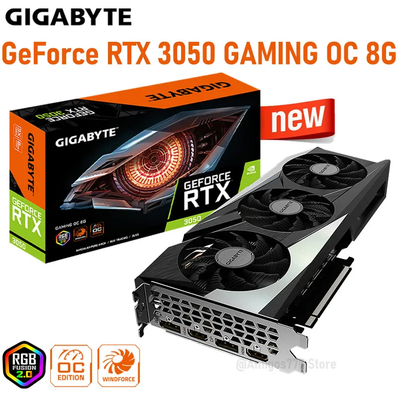 

Gigabyte Graphics Cards GeForce RTX 3050 GAMING OC 8G LHR GDDR6 Raphic Cards 128bit DP PCI-E 4.0 14000MHz GPU GAMING Video card