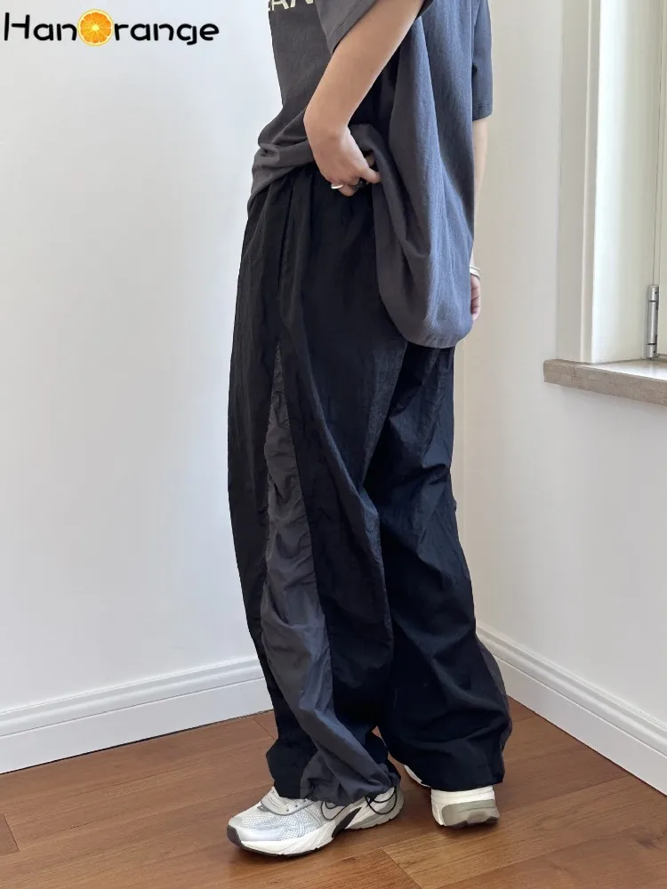 HanOrange 2024 летние уличные лоскутные плиссированные повседневные брюки женские