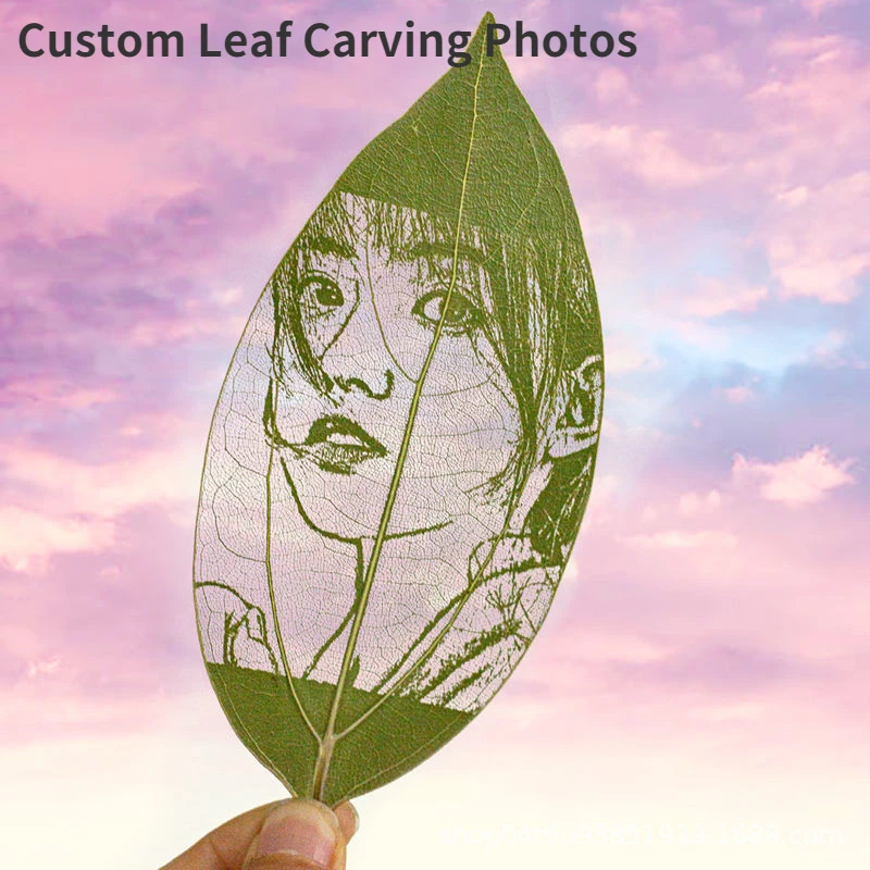 Leaf Carving Painting Picture Custom Photo Wood Frame Valentine's Day Friends Girl Gifts Birthday Present Home Frames Wall Decor