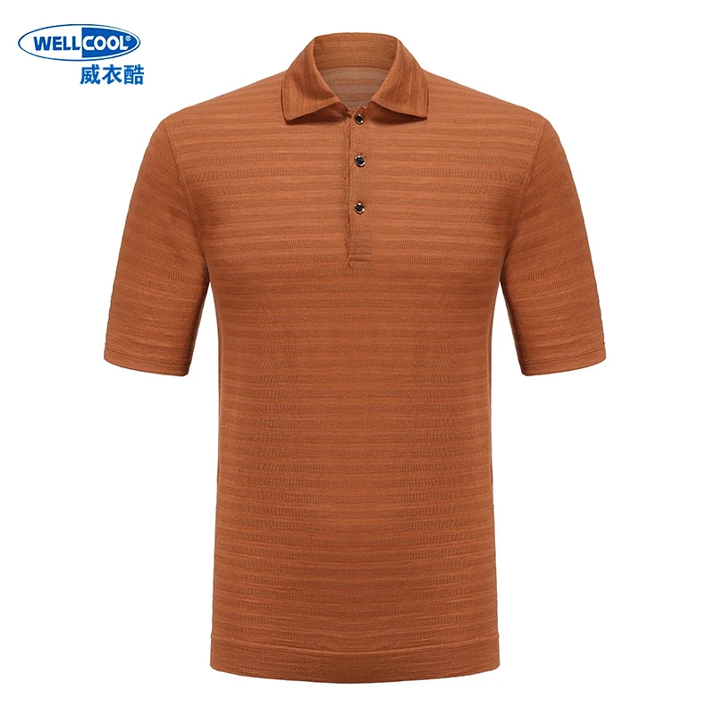 

Merino Wool Polo Shirt for Men Short Sleeve Male T-shirt Outdoor Sports Casual Business Solid Color Golf Wear Top Tee Clothing