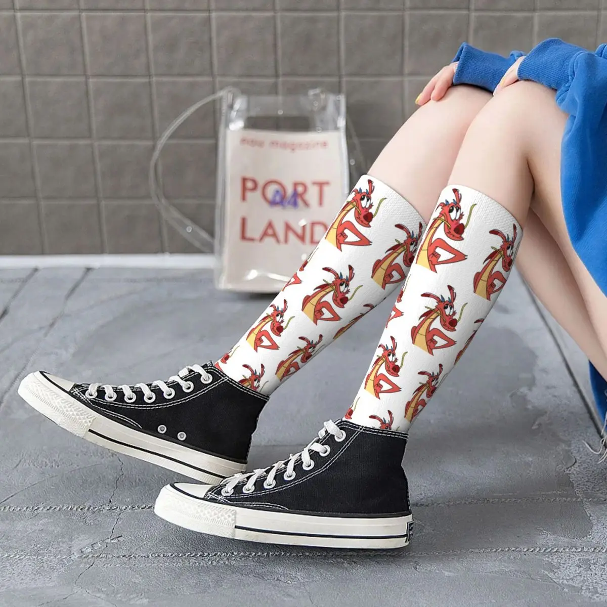 Носки Mushu From Mulan супер мягкие чулки в стиле Харадзюку всесезонные длинные носки