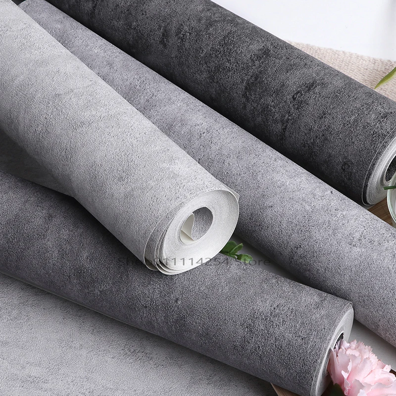

Dark Pure Plain Color Cement Grey Wallpaper PVC Matte Texture Waterproof Home Decor Living Room Bedroom Wallpaper Roll Modern