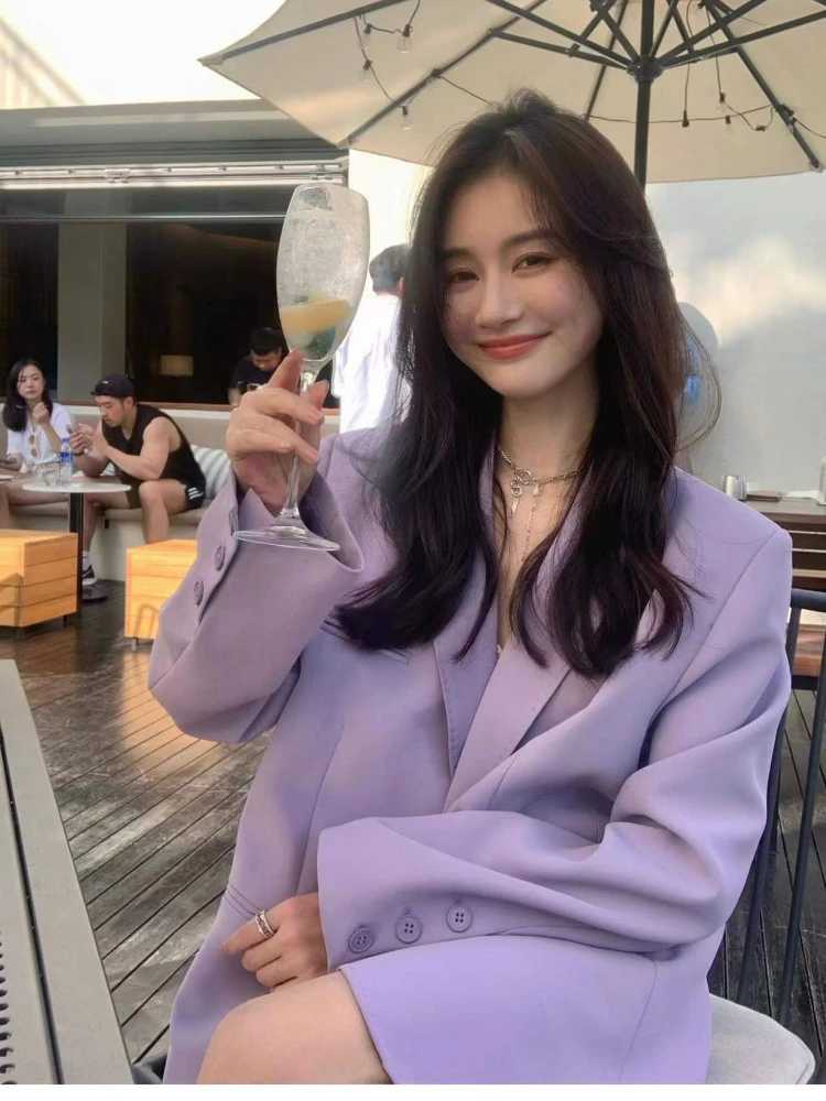 Пурпурный женский пиджак новинка 2022 корейский стиль большой размер дизайнерский