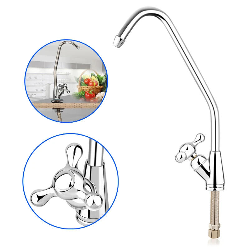 

Reverse Osmosis Water Filter Sink Faucet Tap Bright Shiny Spray Tap Mixer Swivel Faucet Trigeminal Taps Water Purifier JAN88