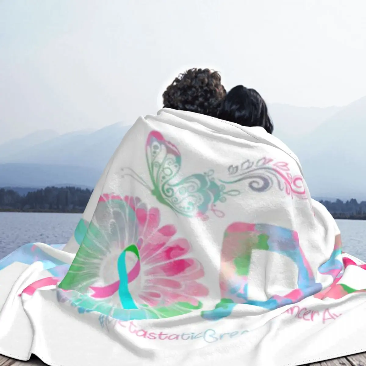 Ультрамягкое одеяло из микрофлиса HOPE Butterfly Metastatic с информацией о раке молочной