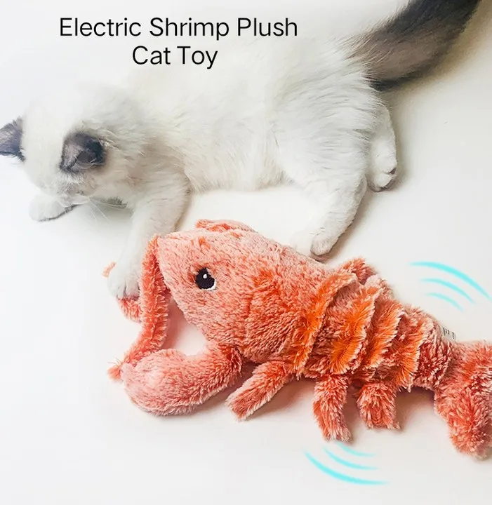 

Electric Shrimp Plush Cat Toy Moving Simulation Replaceable Lobster Electronic Jumping Toy Pet Dog Cat Plush Pet Supplies 2022