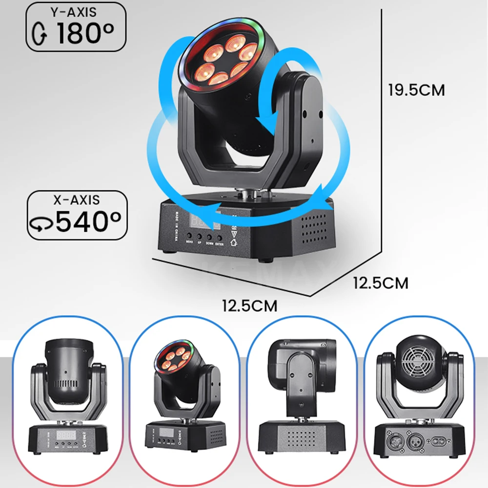 Фото 30-ваттный мини-прожектор с вращающейся головкой RGBW DMX512, дистанционное управление, мобильные вращающиеся световые эффекты для дискотек, вечеринок, сцены, клубов, мероприятий и дома. №3