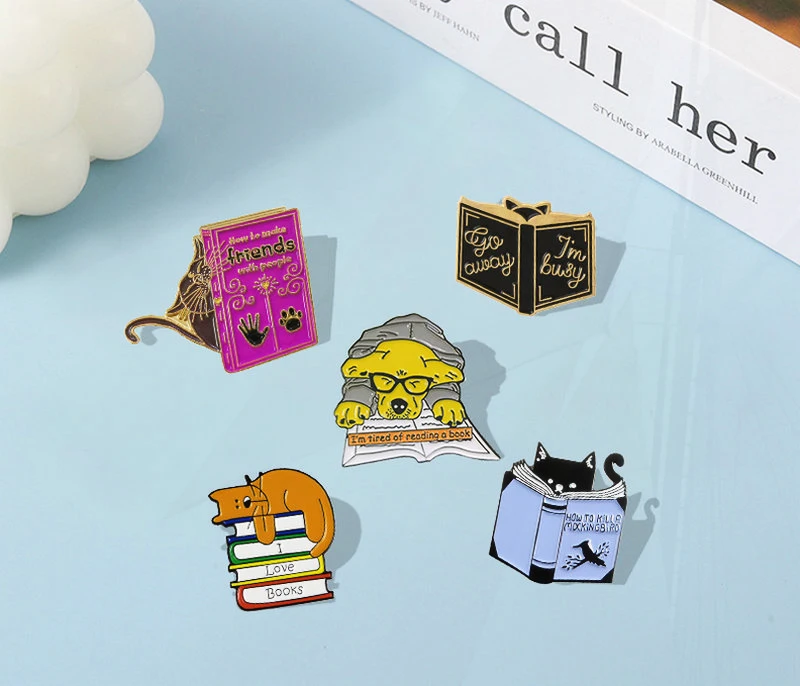 Значок на лацкан для сумки одежды значок чтения с животными подарок детей друзей