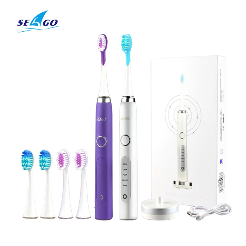 

Seago Sonic Electric Toothbrush USB Rechargeable Tooth Brushes for Adult Oral Health Magnetic Levitation Movement Smart Timer