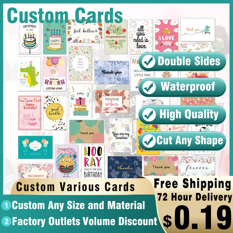 

Custom Thank You Cards Personalized Logo Name Cards Paper Wedding Invitation Greeting Postcard For Small Business Gift Packaging